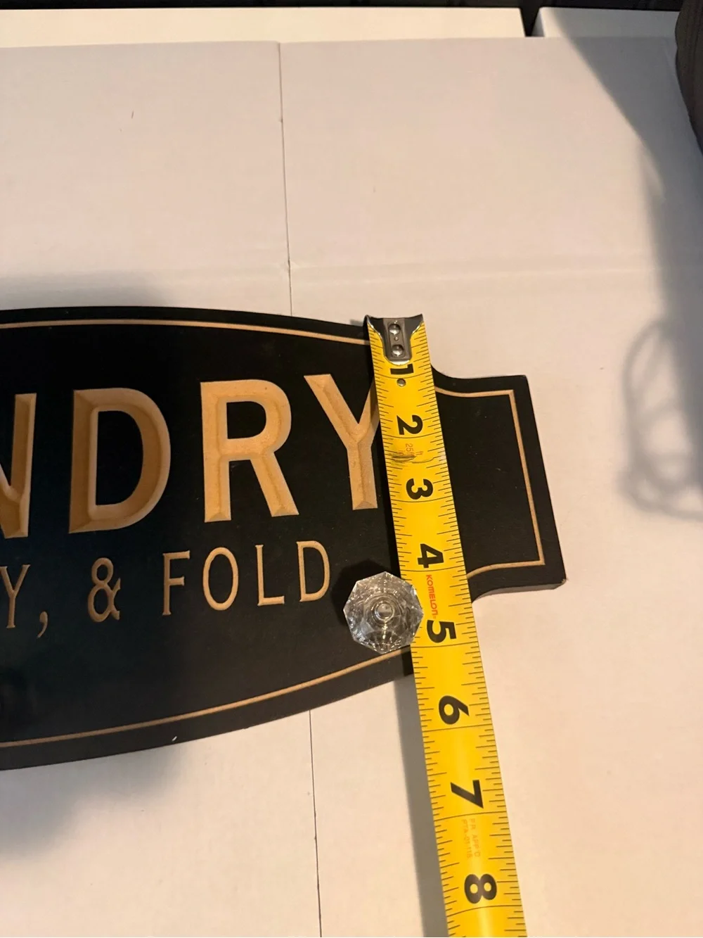 Laundry Wall Sign with Glass Knobs - Black & Gold